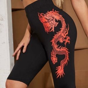 Dragon print biker shorts